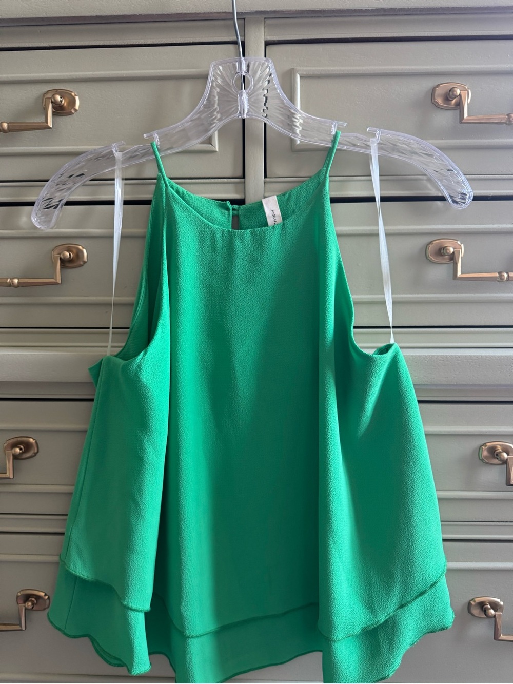 Tyche Emerald Green Layered Halter Tank Top